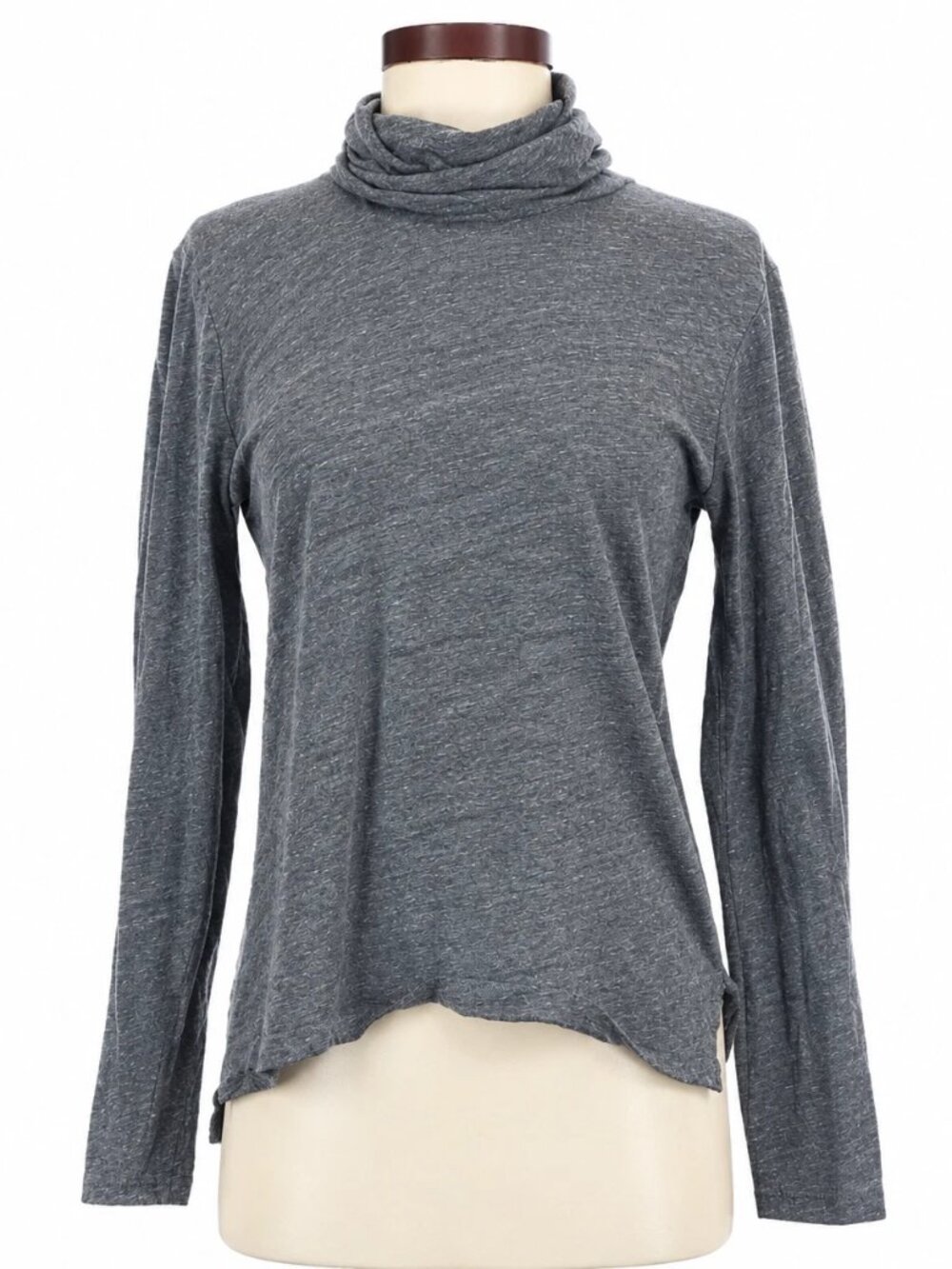 Madewell Womens S Gray Turtleneck Top 100% Cotton Long Sleeve Heathered Casual